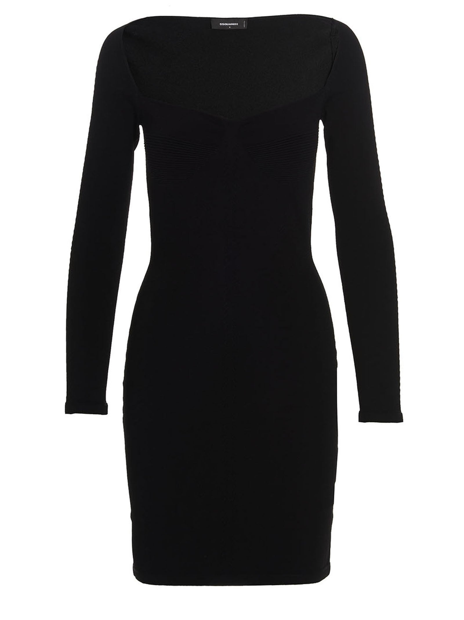Dsquared2 Ribbed Viscose Dress Black
