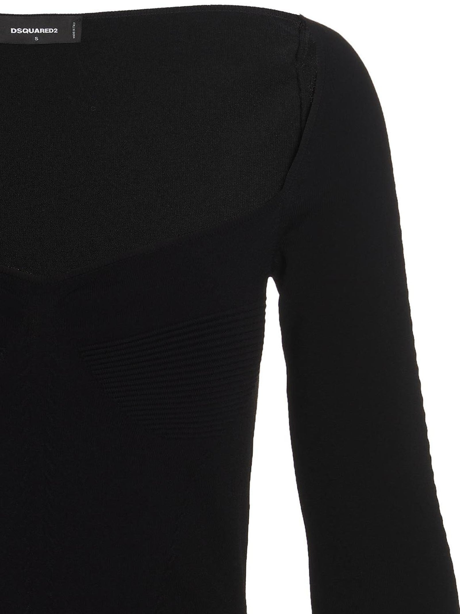 Dsquared2 Ribbed Viscose Dress Black