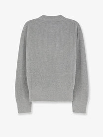 Dior Women's Ribbed Wool and Cashmere Blend Sweater Grey, view 2