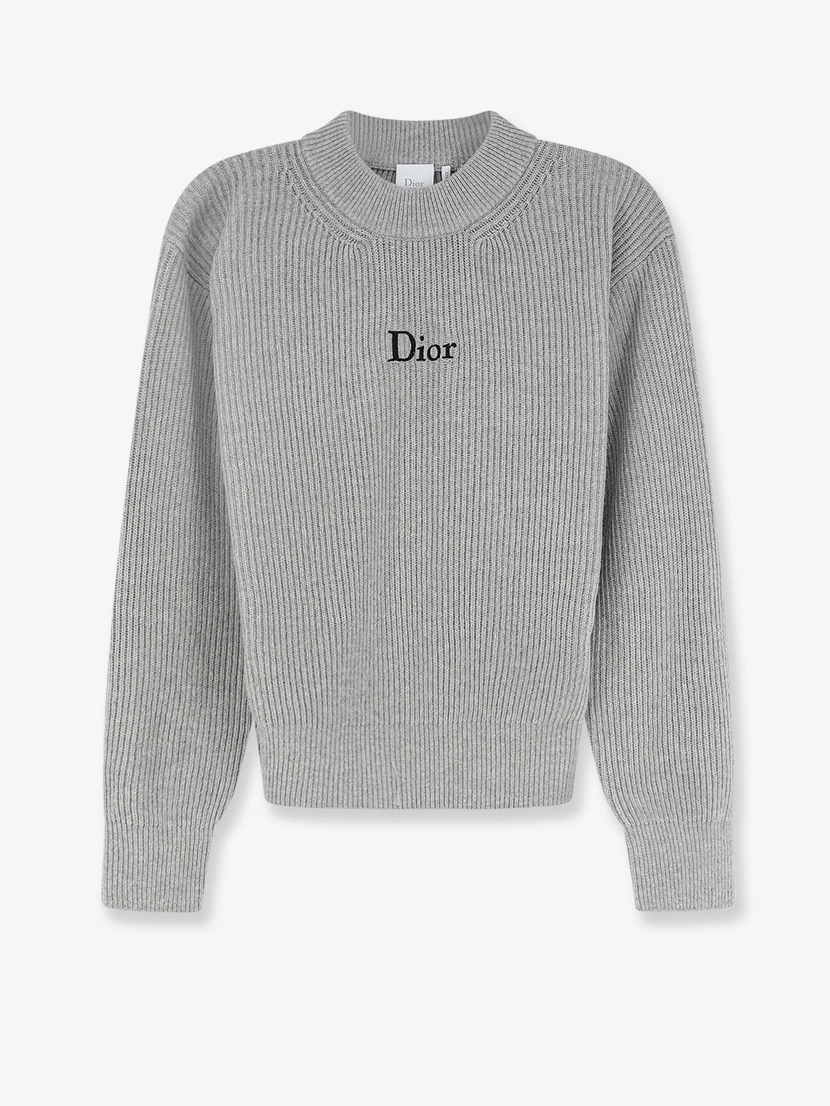 Dior Women's Ribbed Wool and Cashmere Blend Sweater Grey