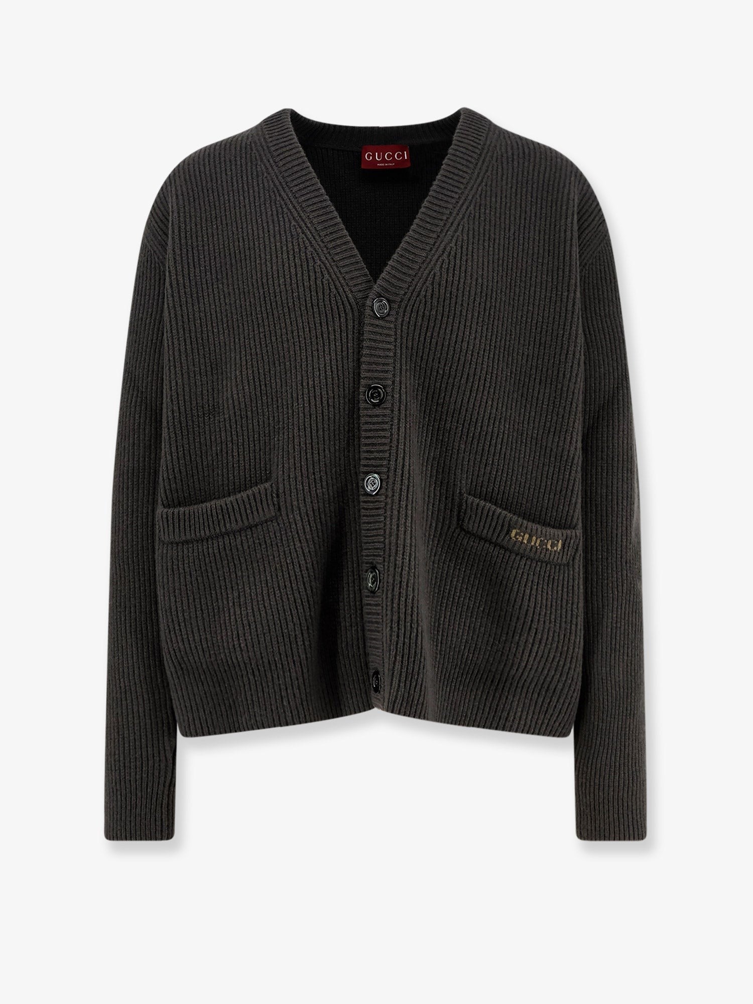 Gucci Men's Ribbed Wool and Cashmere Cardigan Green