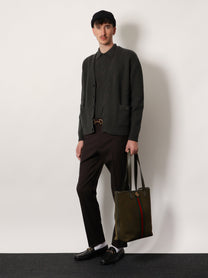 Gucci Men's Ribbed Wool and Cashmere Cardigan Green