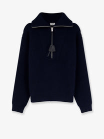 Celine Men's Ribbed Wool and Cashmere Sweater Blue