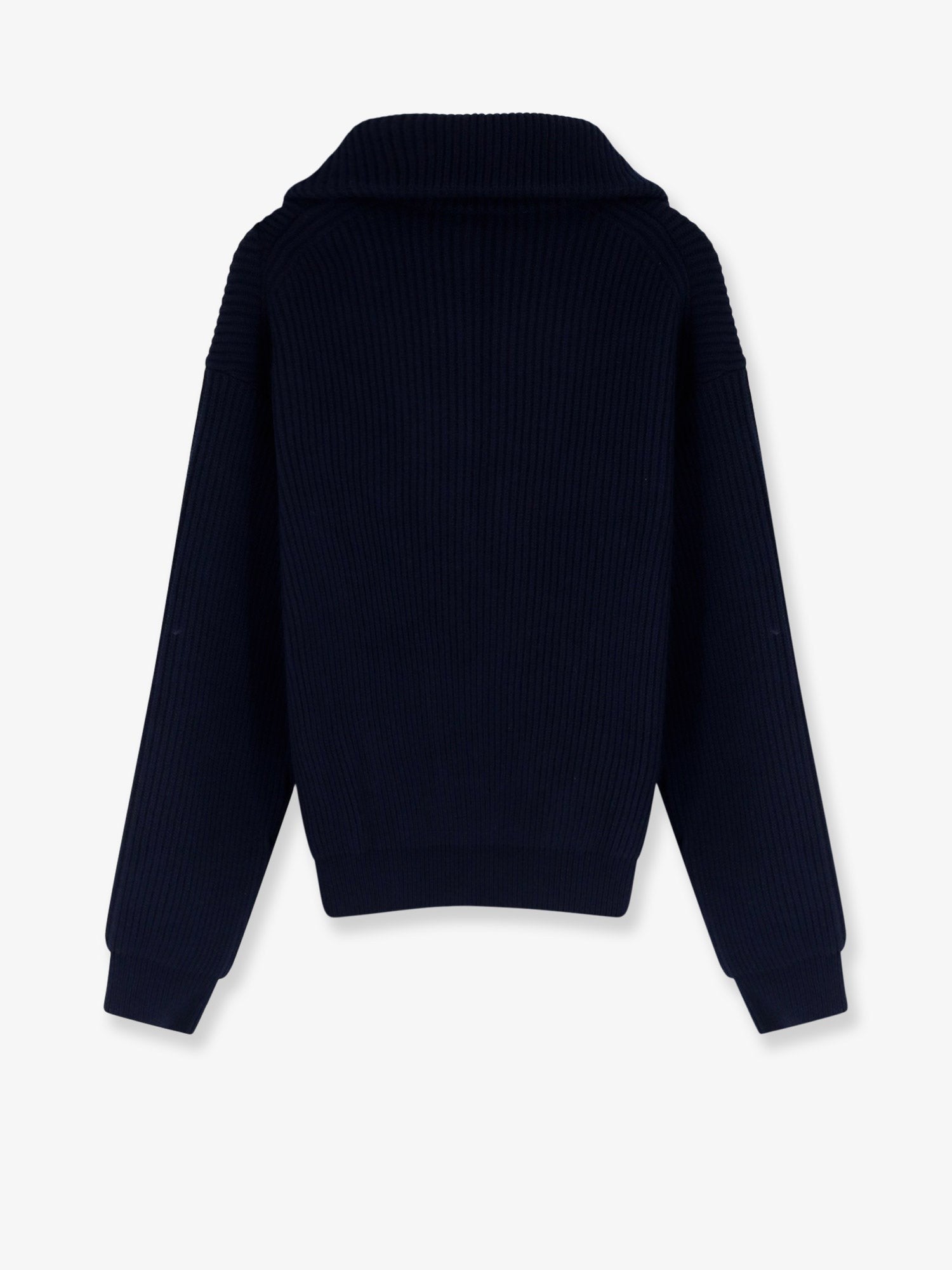 Celine Men's Ribbed Wool and Cashmere Sweater Blue