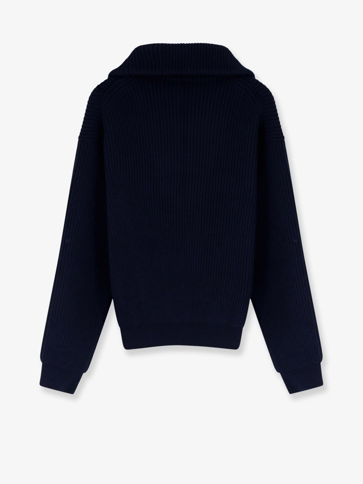 Celine Men's Ribbed Wool and Cashmere Sweater Blue, view 2