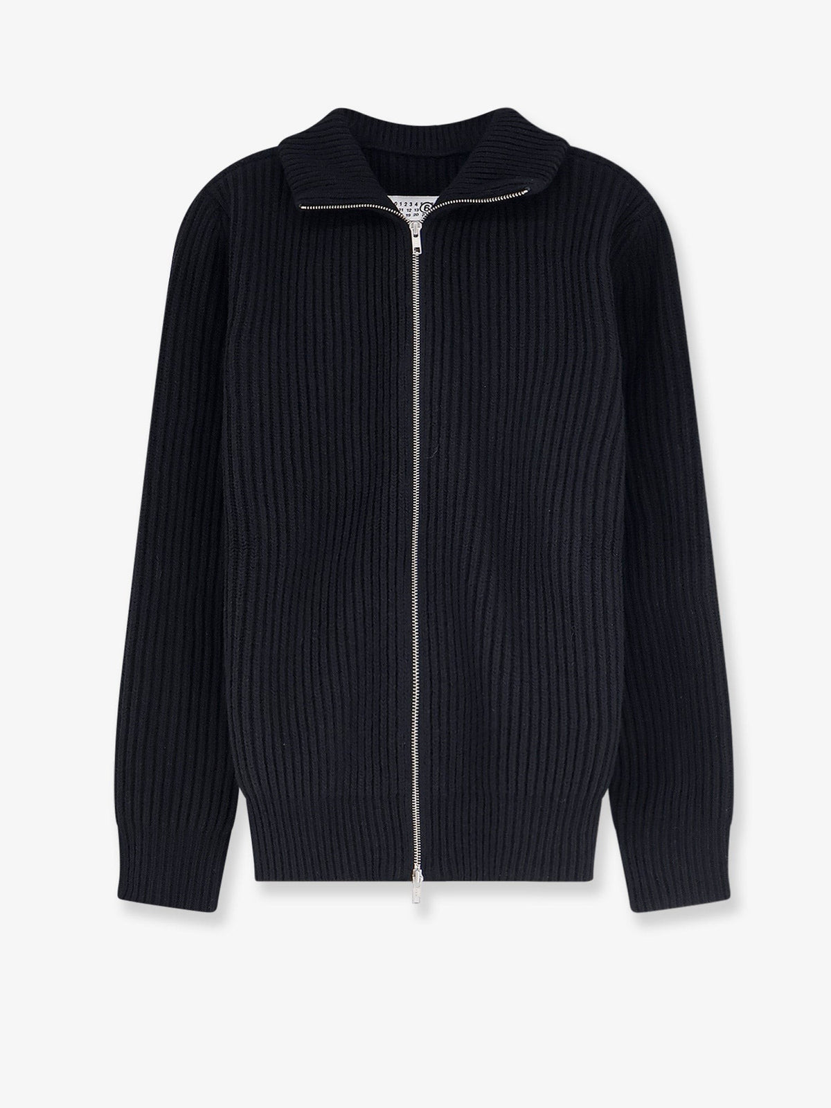 MM6 Maison Margiela Men's Ribbed Wool Blend Cardigan Black