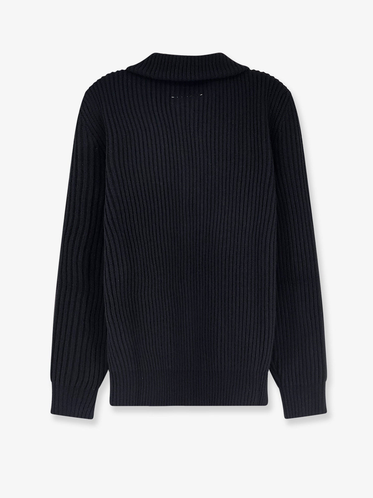 MM6 Maison Margiela Men's Ribbed Wool Blend Cardigan Black