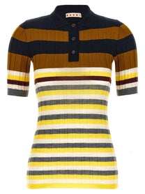 Marni Ribbed Wool Polo Shirt Gold