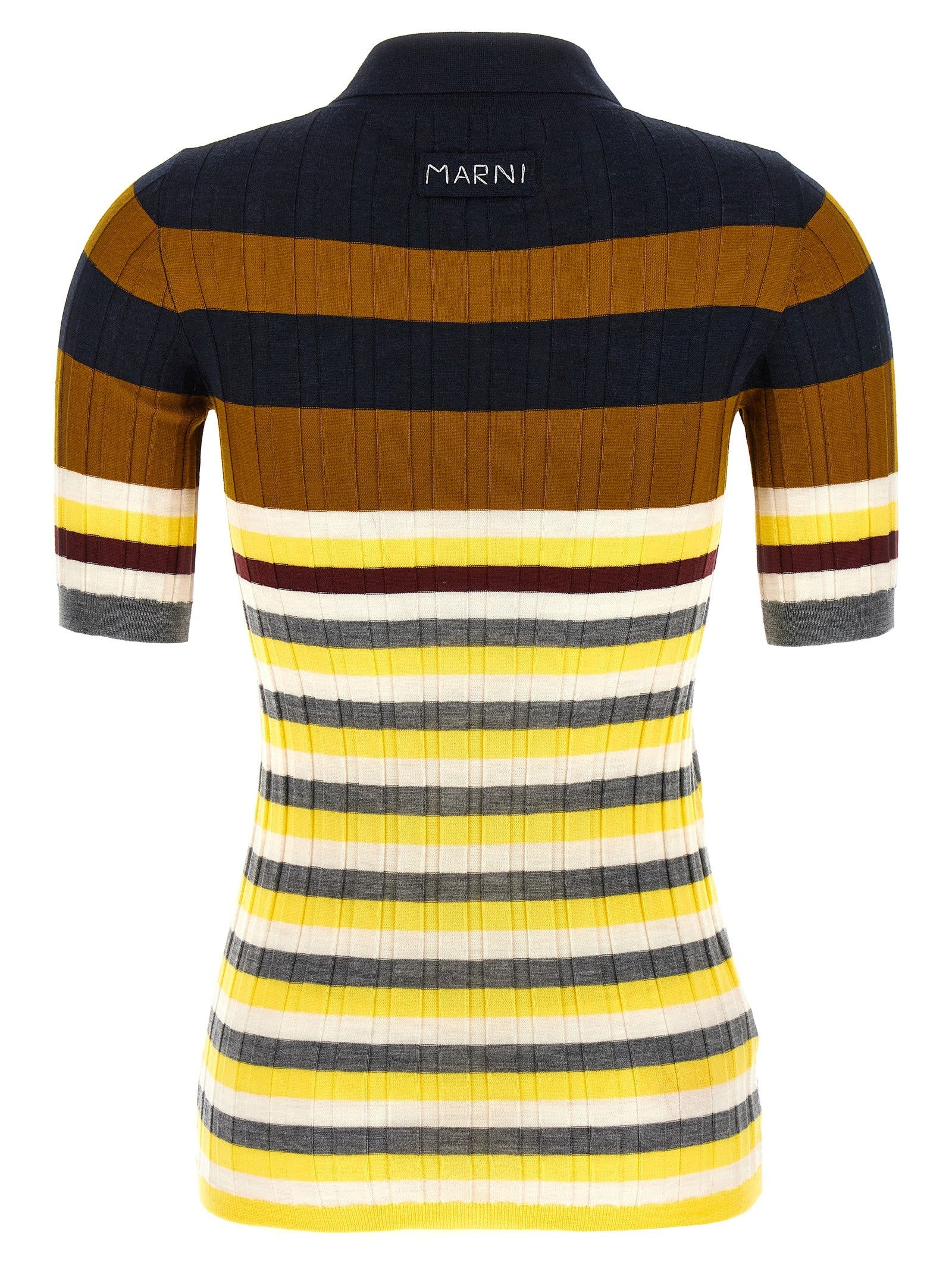 Marni Ribbed Wool Polo Shirt Gold
