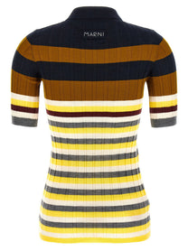 Marni Ribbed Wool Polo Shirt Gold