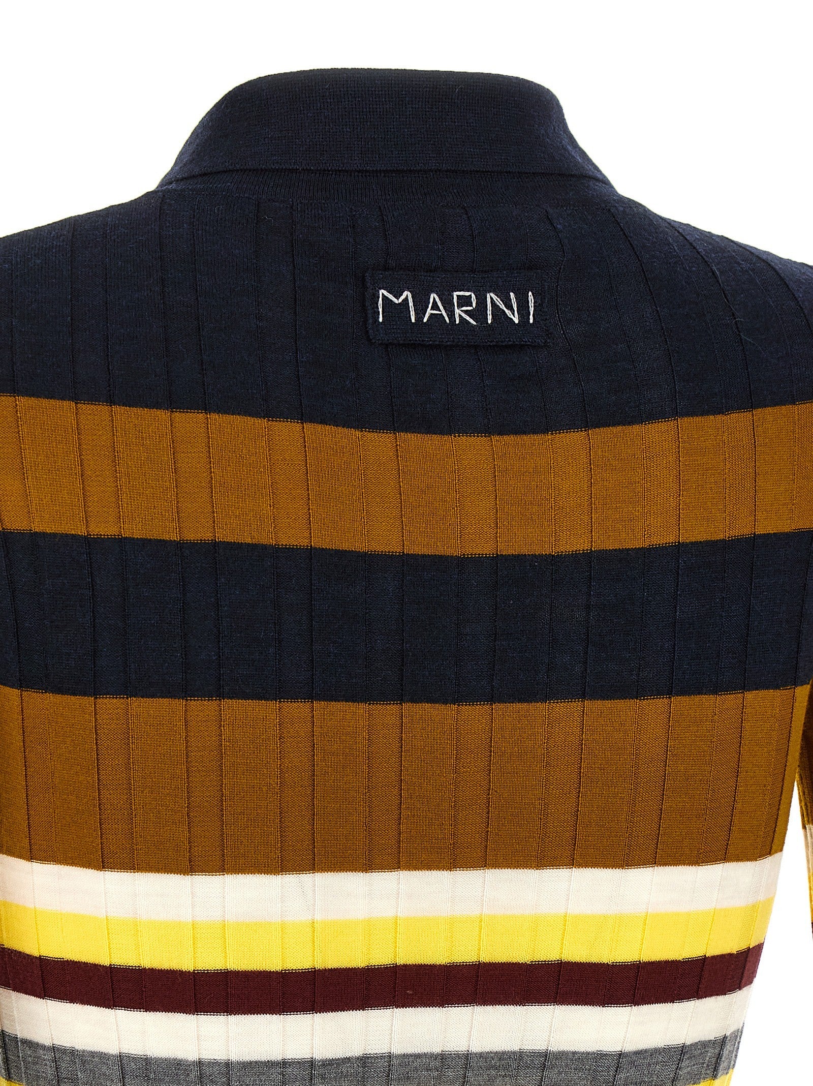 Marni Ribbed Wool Polo Shirt Gold