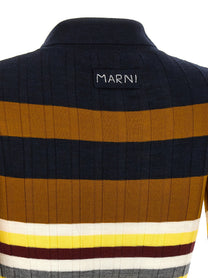 Marni Ribbed Wool Polo Shirt Gold