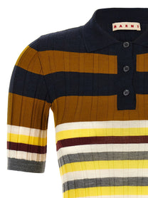Marni Ribbed Wool Polo Shirt Gold