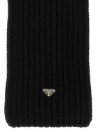 PRADA Ribbed Wool Scarf Black