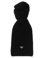 PRADA Ribbed Wool Scarf Black