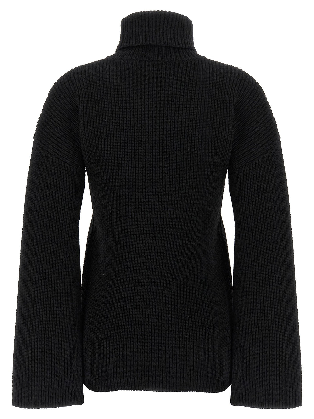 Toteme Ribbed Wool Turtleneck Sweater Black