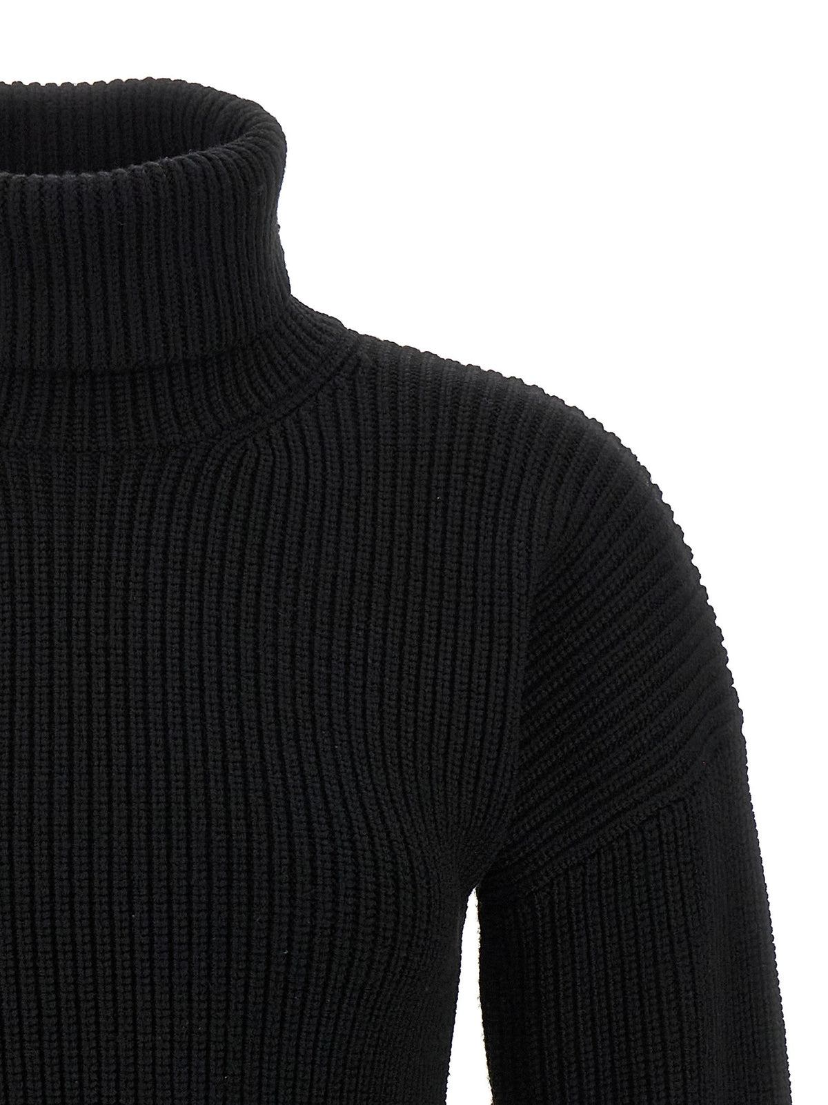 Toteme Ribbed Wool Turtleneck Sweater Black