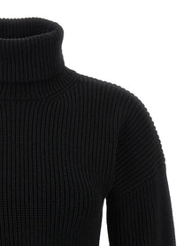Toteme Ribbed Wool Turtleneck Sweater Black