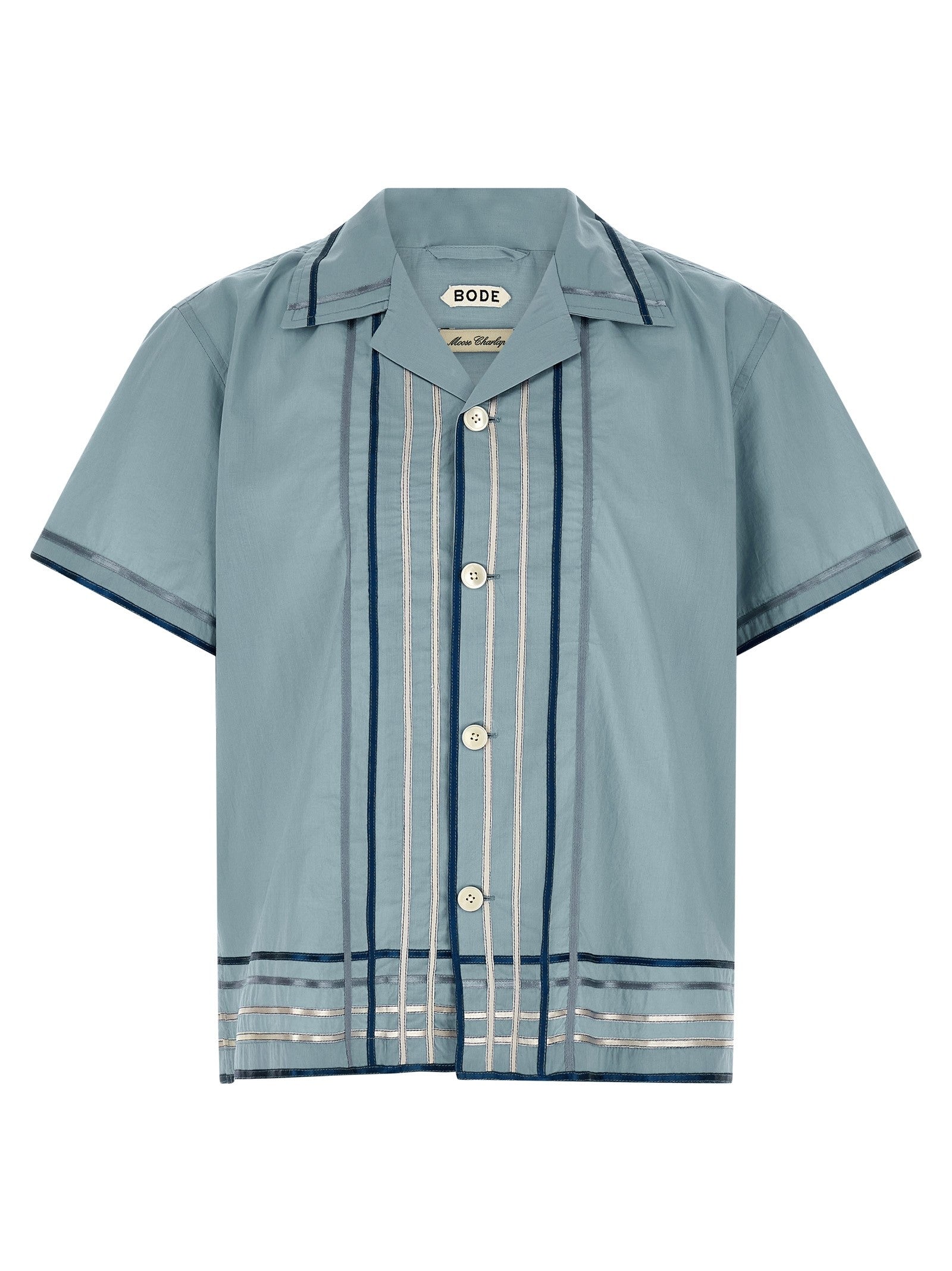 Bode Ribbon Plaid Shirt Blue