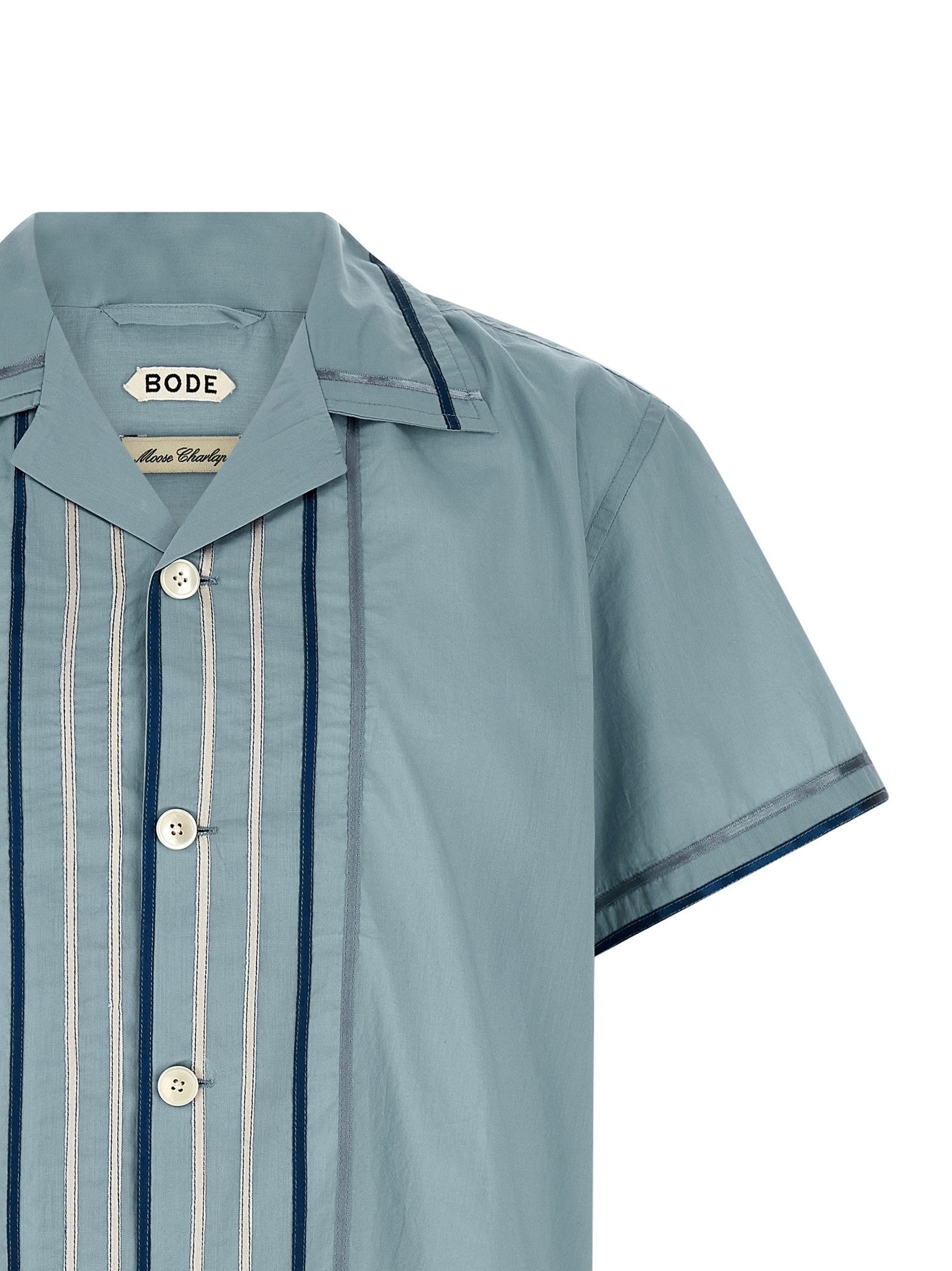 Bode Ribbon Plaid Shirt Blue