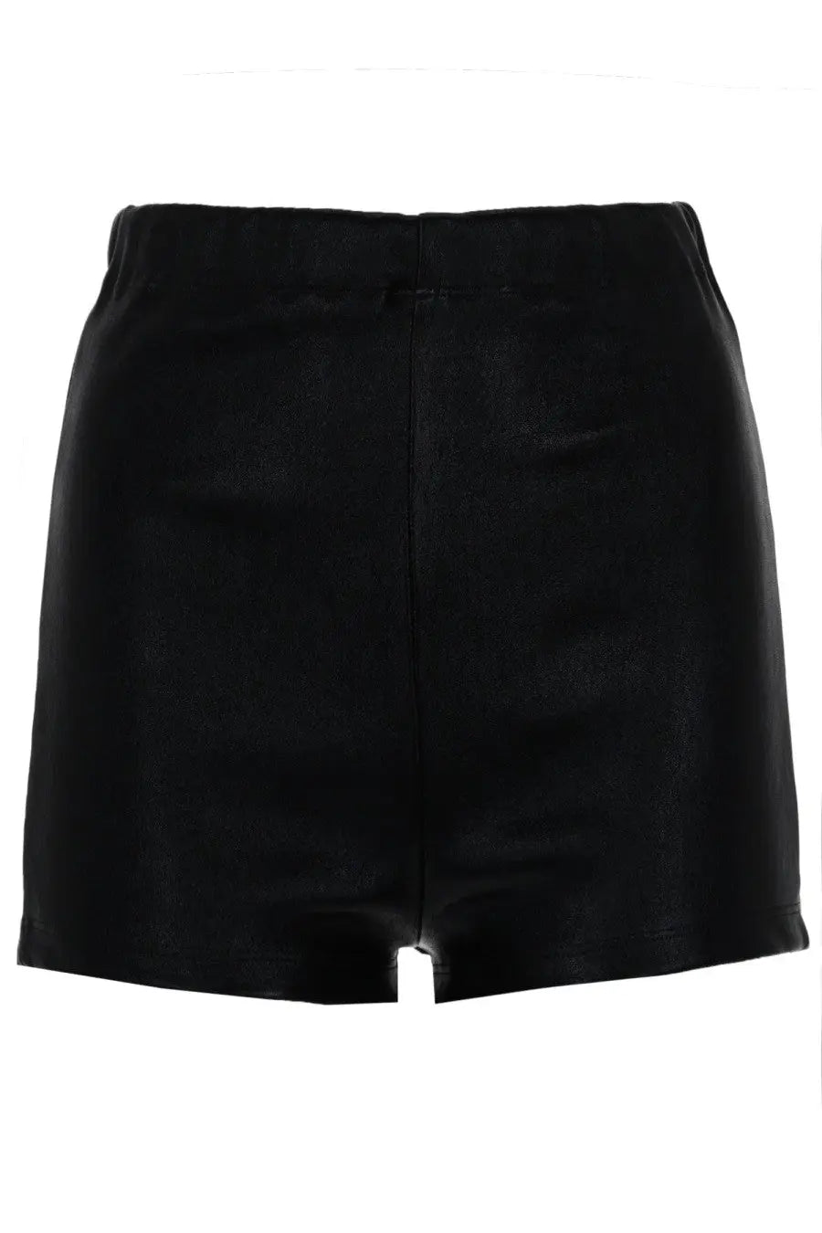 Rick Owens Lilies women’s high-waisted black leather shorts with a straight-cut dirt bolan cut off design