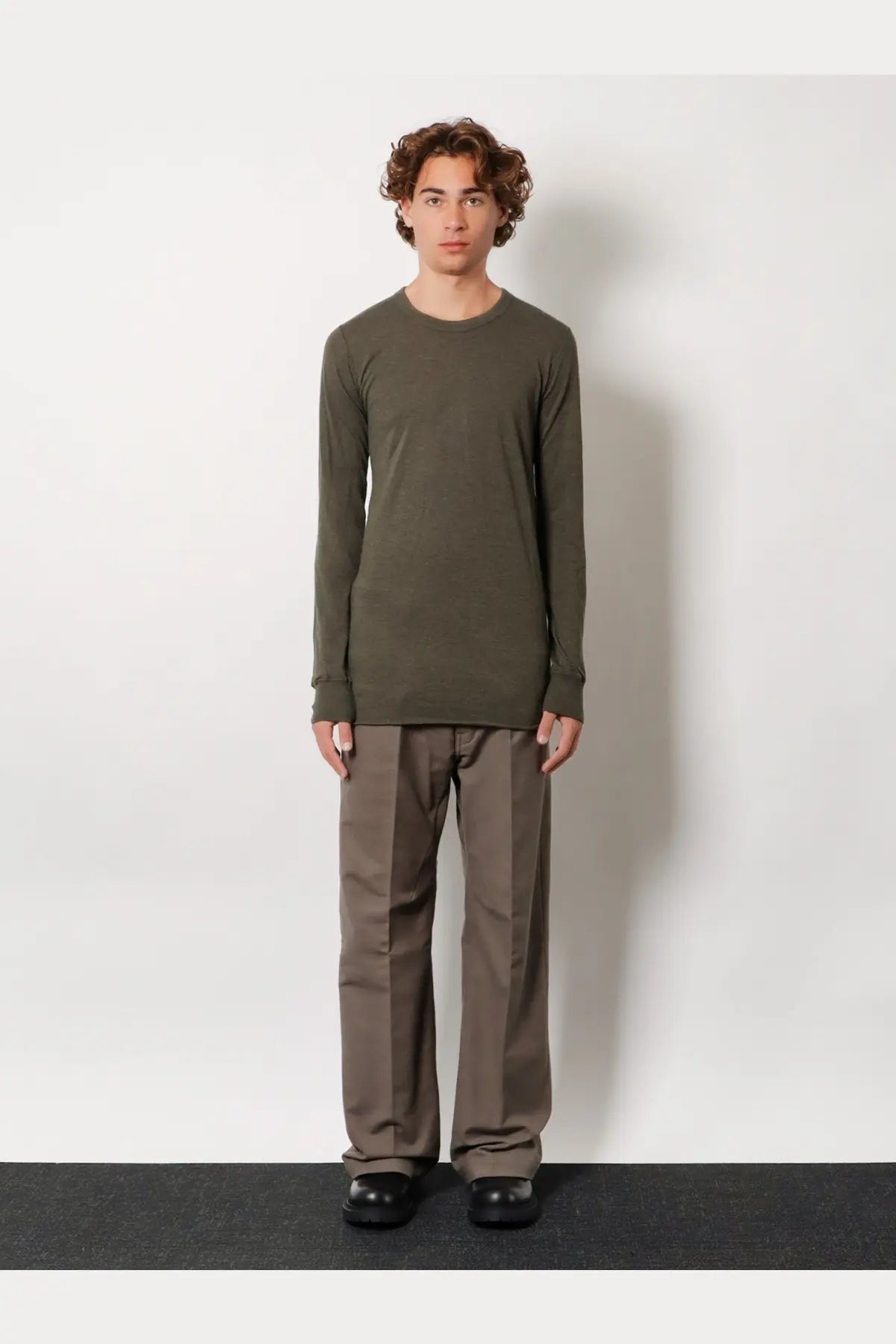 Rick Owens Men's Basic LS Viscose Blend Shirt Green, view 3