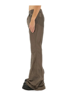 Rick owens men’s bootcut pants grey in dark olive green with straight-leg minimalist design and subtle stitching details