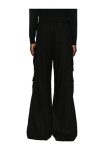 Rick Owens men’s cargo pants bela black wide-leg style with multiple side pockets and drawstring waistband