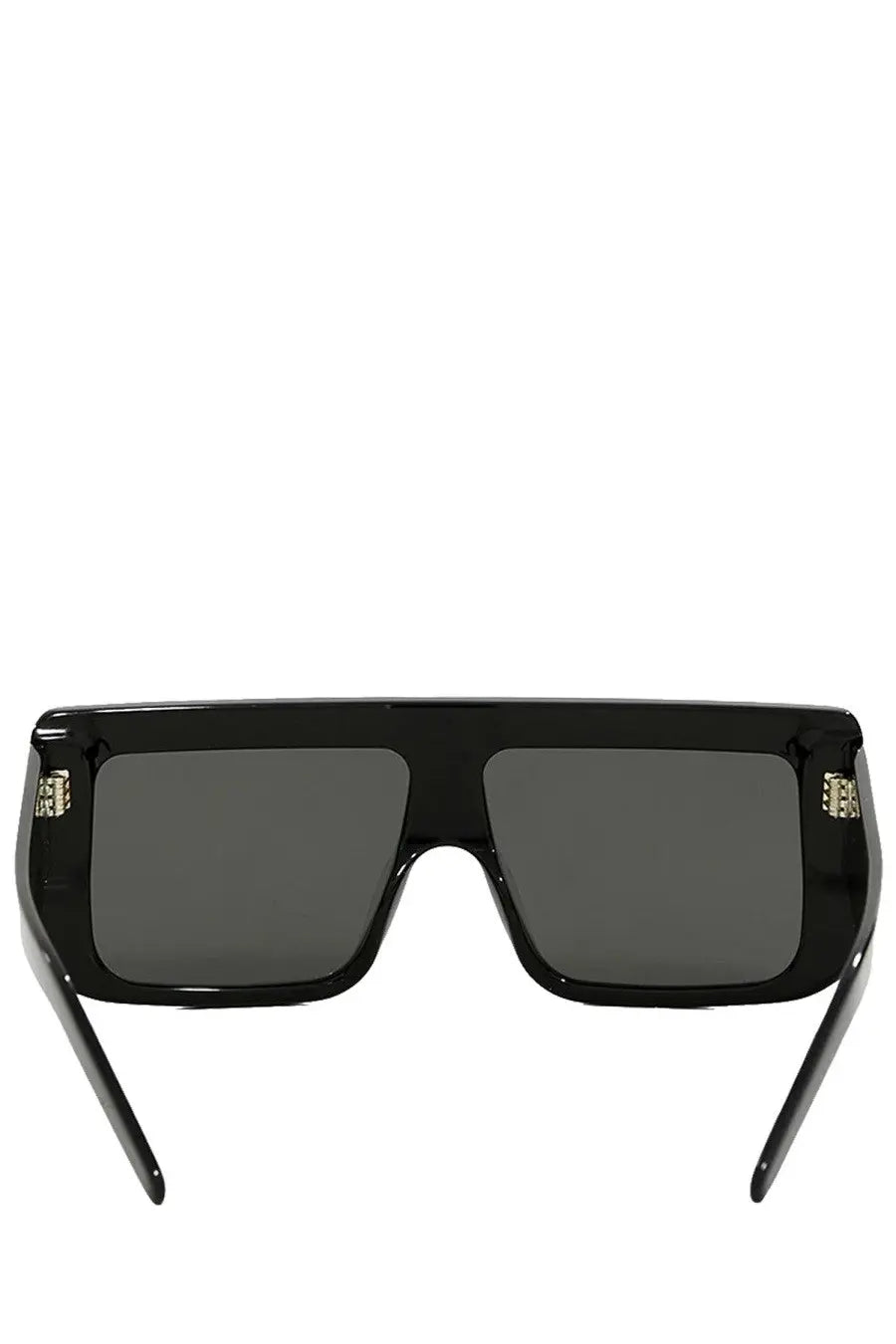 Rick owens men’s documenta black rectangular sunglasses with dark gray lenses and gold-tone temple embellishments