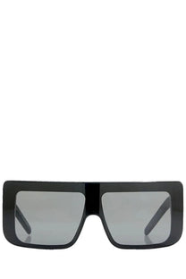 Rick Owens men’s documenta sunglasses black with black rectangular frames and gray gradient lenses in a modern design