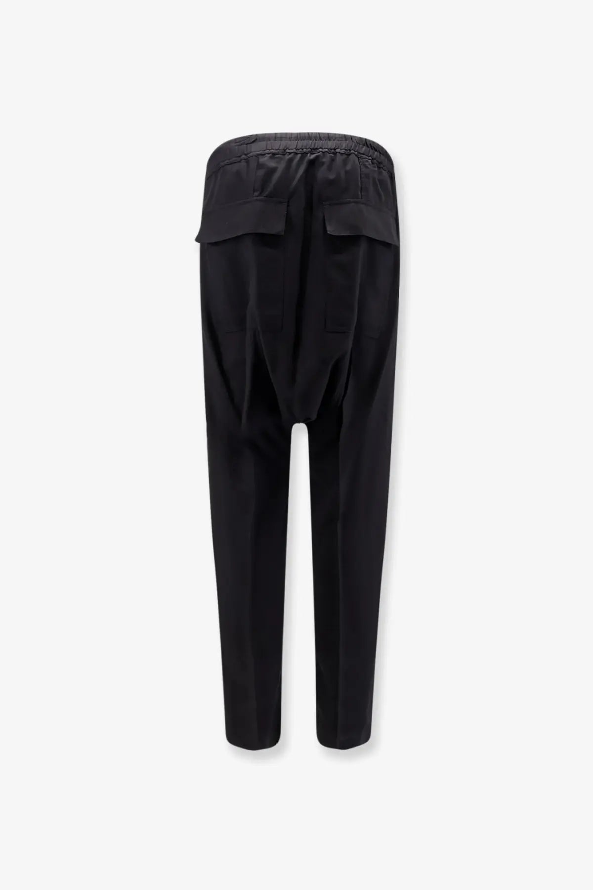 Rick Owens Men's Drawstring Long Certified Virgin Wool Trousers Black, view 4