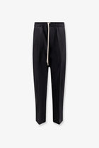 Rick Owens Men's Drawstring Long Certified Virgin Wool Trousers Black