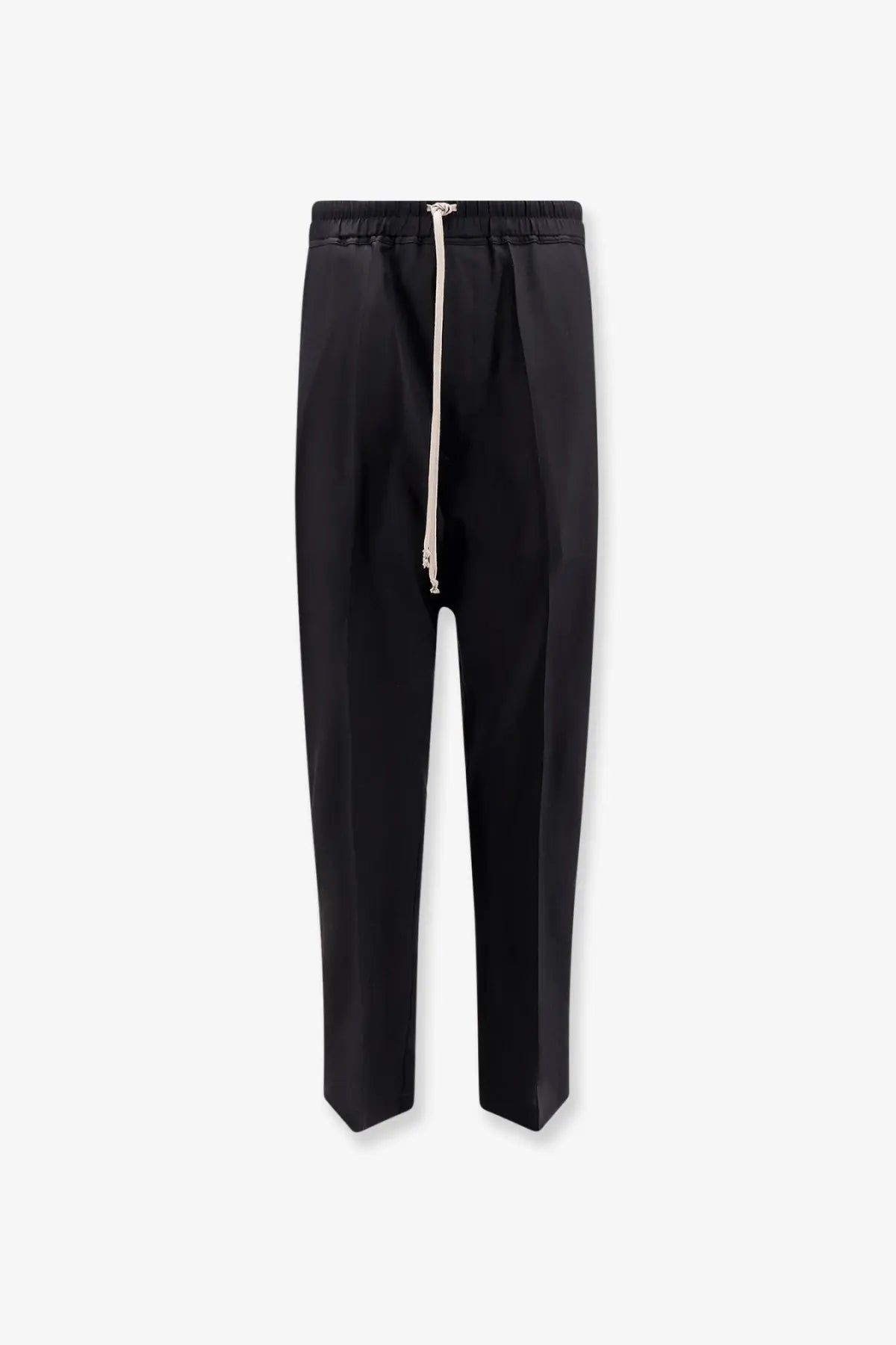 Rick Owens Men's Drawstring Long Certified Virgin Wool Trousers Black
