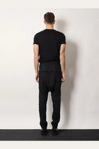 Rick Owens Men's Drawstring Long Certified Virgin Wool Trousers Black, view 3