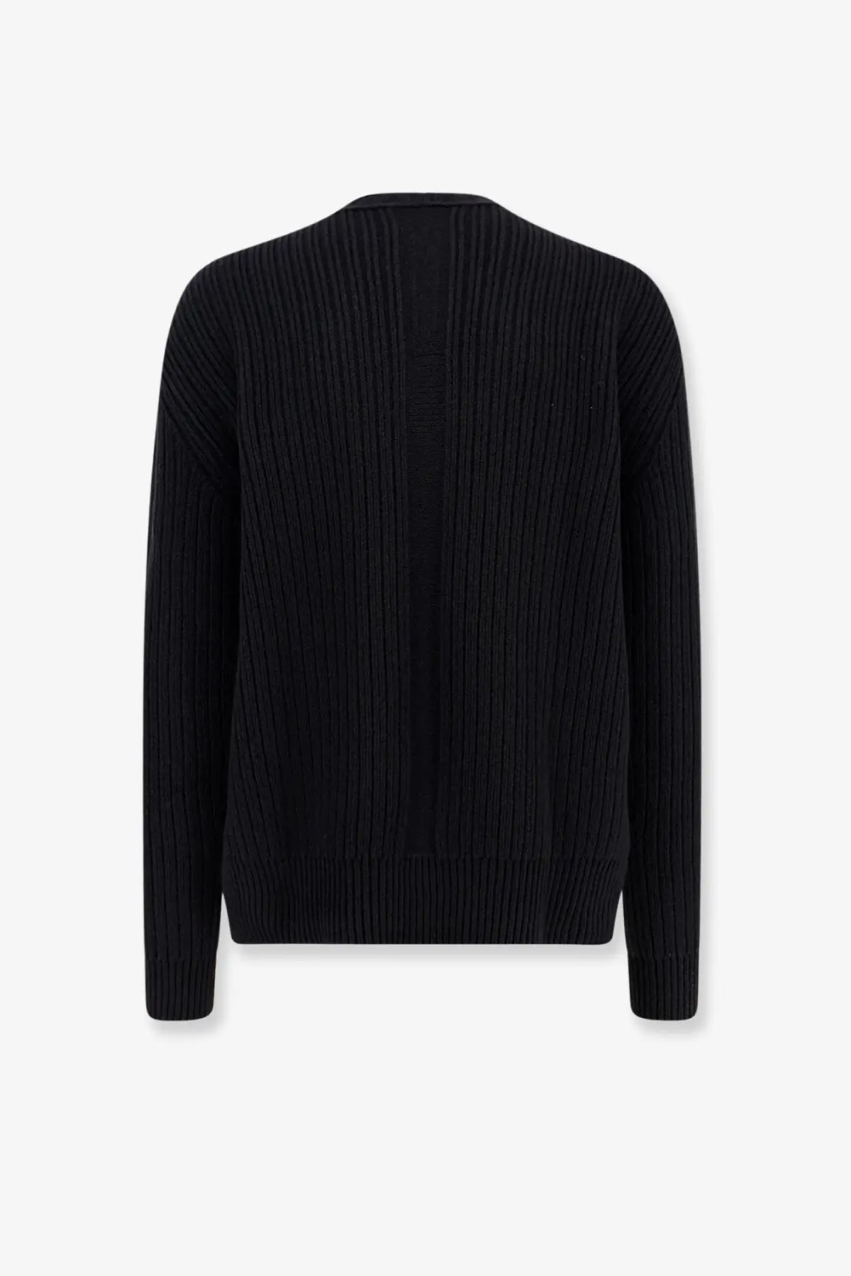 Rick Owens Men's Fisherman Round Neck Virgin Wool Sweater Black, view 4