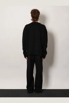 Rick Owens Men's Fisherman Round Neck Virgin Wool Sweater Black, view 3