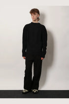 Rick Owens Men's Fisherman Round Neck Virgin Wool Sweater Black, view 2
