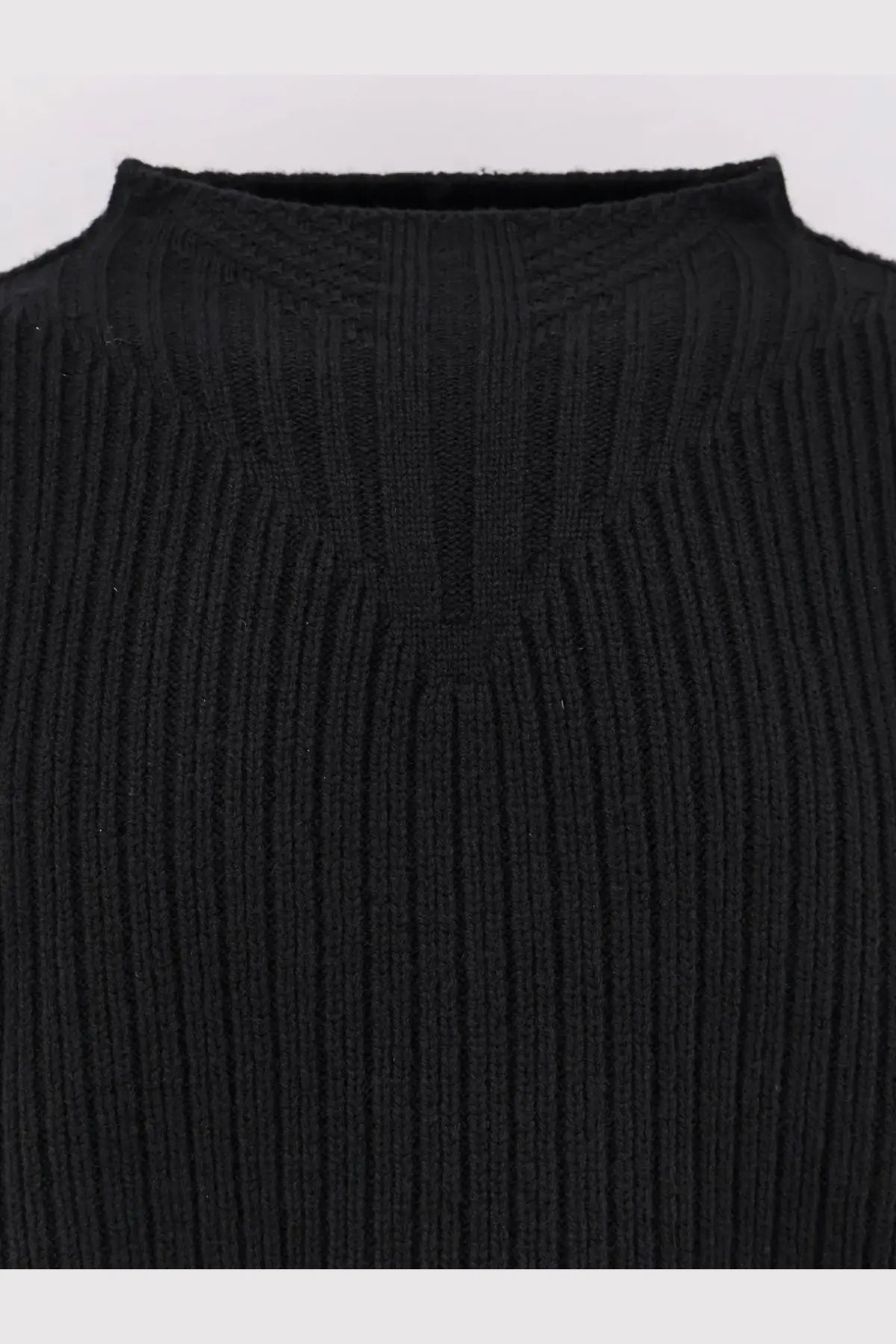 Rick Owens Men's Fisherman Round Neck Virgin Wool Sweater Black, view 5