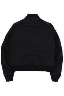 Rick Owens men’s heizer flight jacket black bomber style with ribbed cuffs and hem in leather material