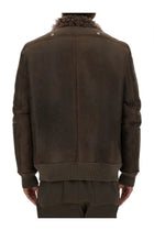 Rick Owens Men's Leather Bomber Jacket Grey, view 3
