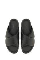Rick Owens Men's Leather Slide Sandal Black, view 3