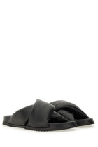Rick Owens Men's Leather Slide Sandal Black, view 2