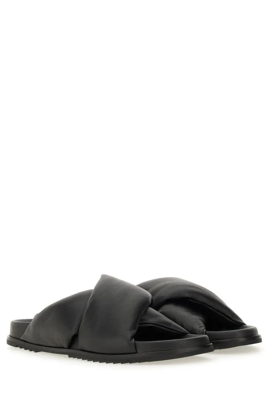 Rick Owens Men's Leather Slide Sandal Black, view 2