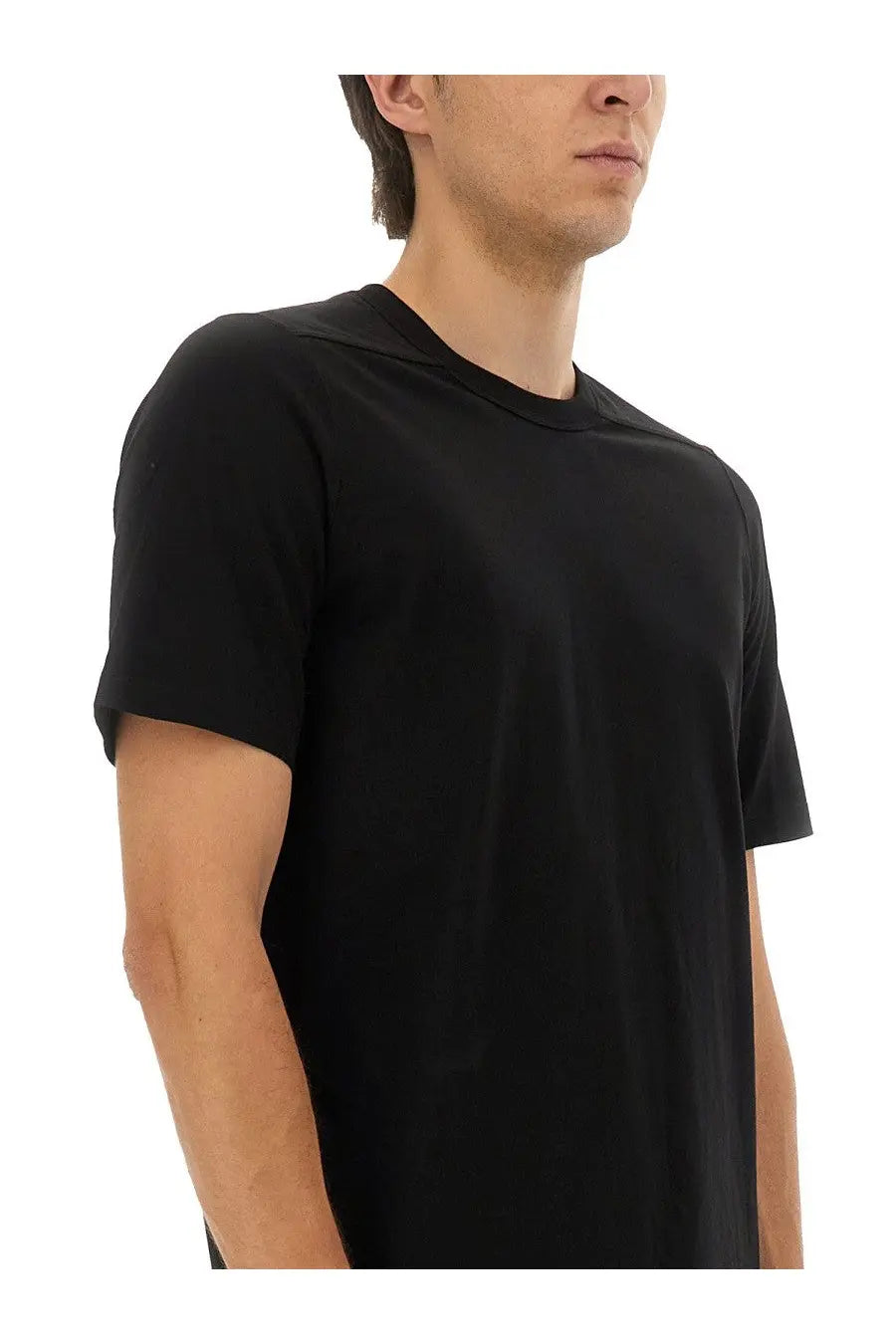 Rick Owens men’s level shirt black black short-sleeved crew neck cotton t-shirt front view