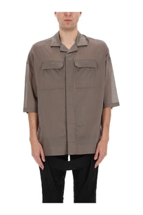 Rick owens men’s magnum tommy shirt grey taupe short-sleeved collar with four flap pockets