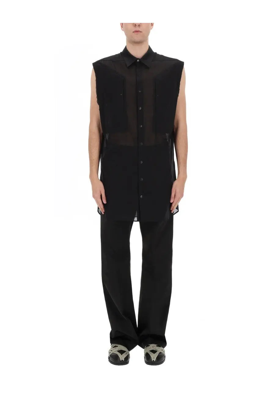 Rick Owens Men's Sleeveless Shirt Jumbo Black, view 4