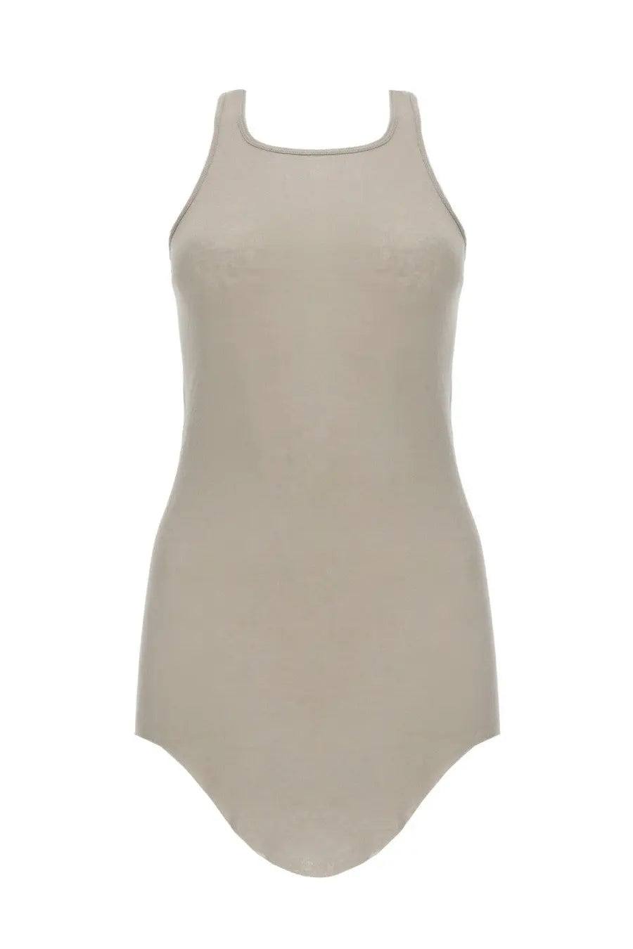 Rick Owens women’s beige cotton sleeveless tank top with rounded neckline and smooth form-fitting fabric