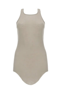 Rick Owens women’s beige cotton sleeveless tank top with rounded neckline and smooth form-fitting fabric