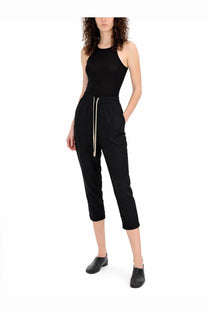 Black cropped jogger pants with drawstring waist and side pockets from rick owens womens pants astaires black