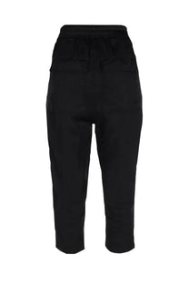 Rick Owens women’s pants astaires black high-waisted cropped trousers with smooth sleek fabric and two front pockets